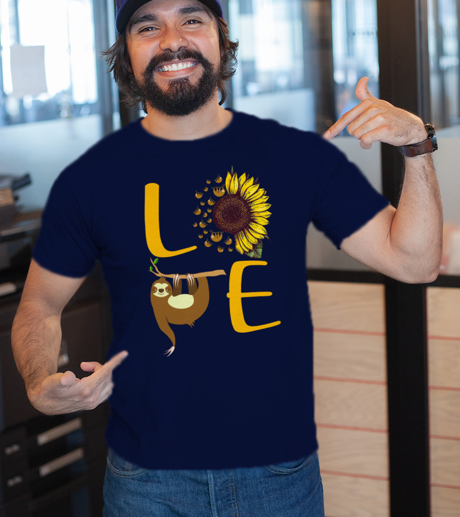 Love Sunflower Sloth Bees T-Shirt
