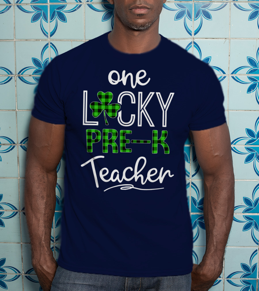One Lucky Pre K Teacher Clover T-Shirt