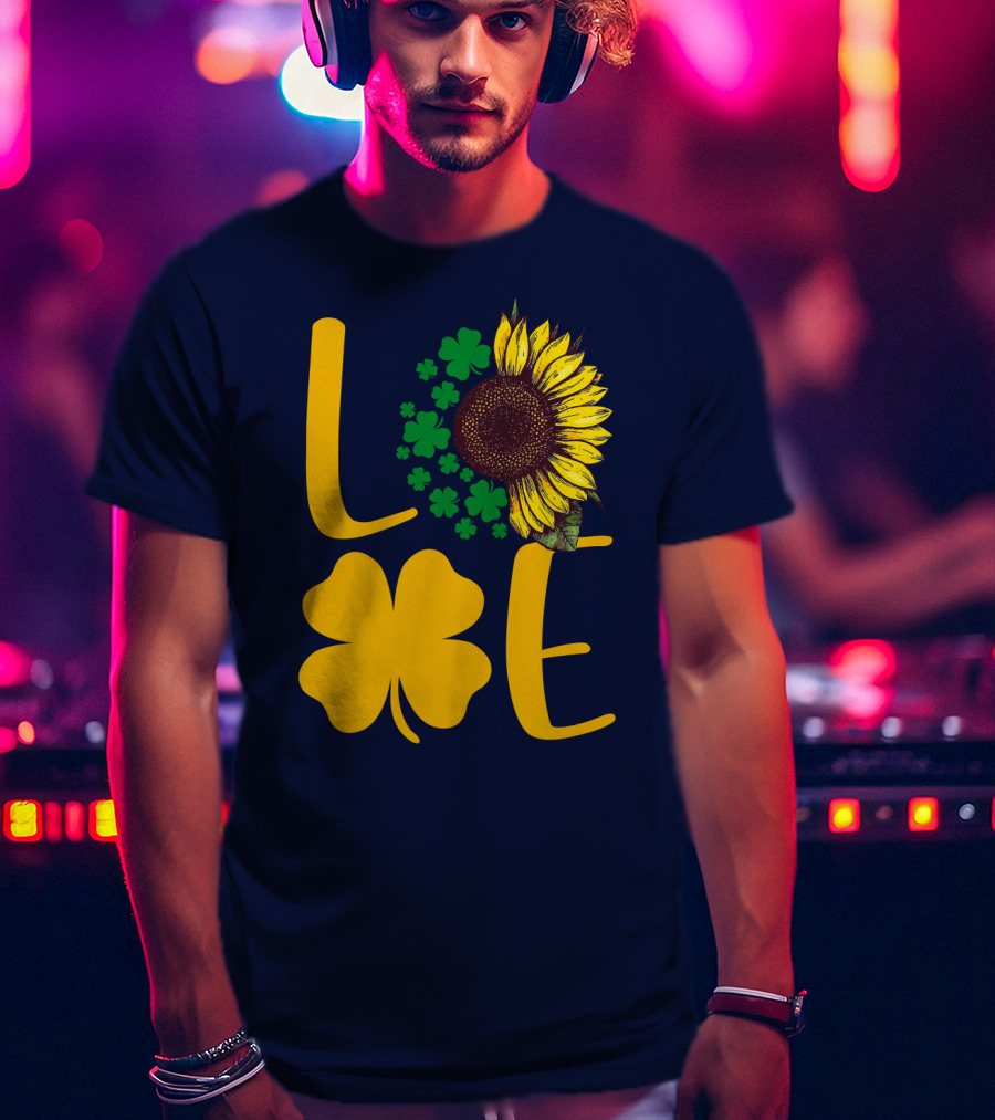 Love Sunflower Four-Leaf Clover T-Shirt