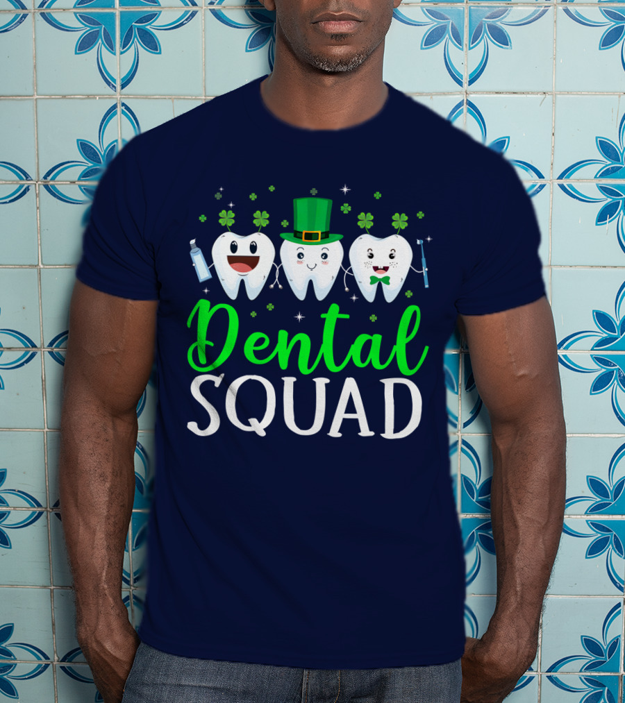 Dental Squad Funny Dentist St. Patrick's Day Tooth Trio T-Shirt