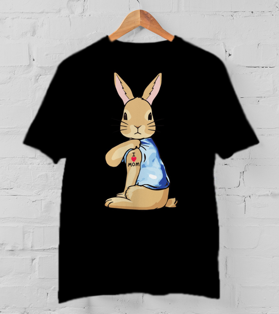 Bunny Rabbit I Love Mom Tattoo T-Shirt