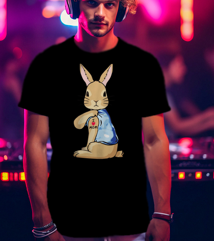 Bunny Rabbit I Love Mom Tattoo T-Shirt