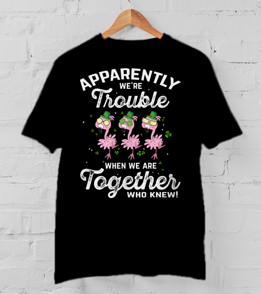 Apparently We're Trouble When We Are Together Flamingo Irish Who Knew T-Shirt