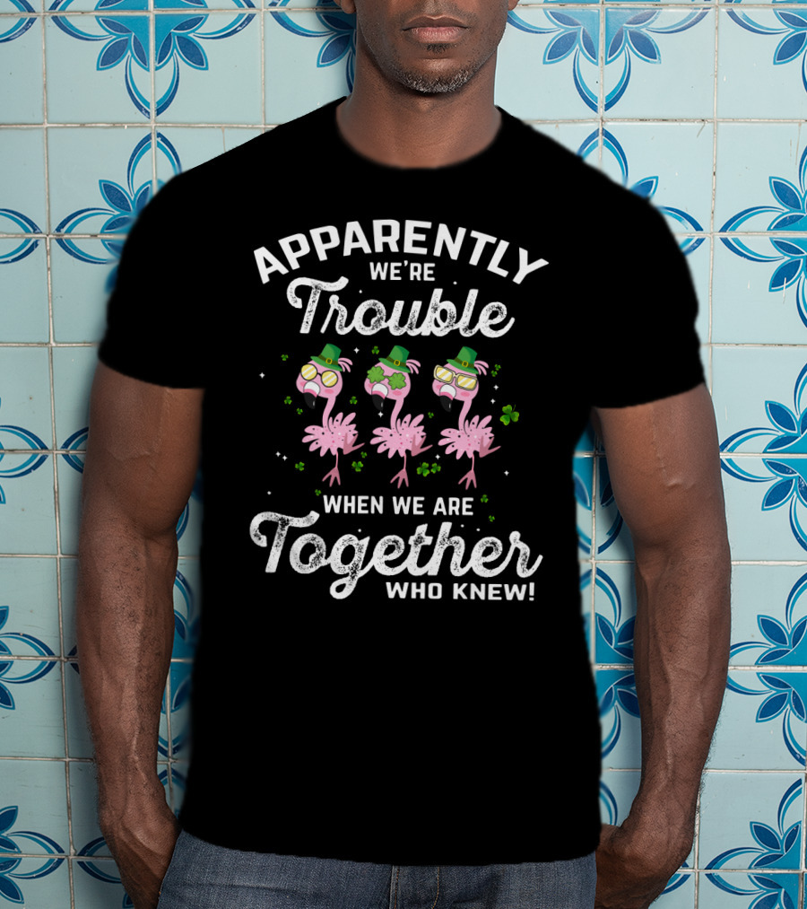 Apparently We're Trouble When We Are Together Flamingo Irish Who Knew T-Shirt