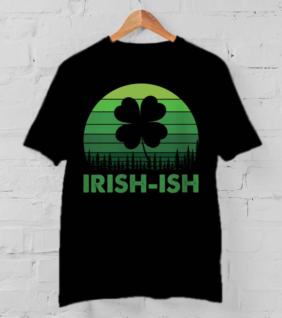 IRISH-ISH Shamrock Sunset Forest Lines T-Shirt