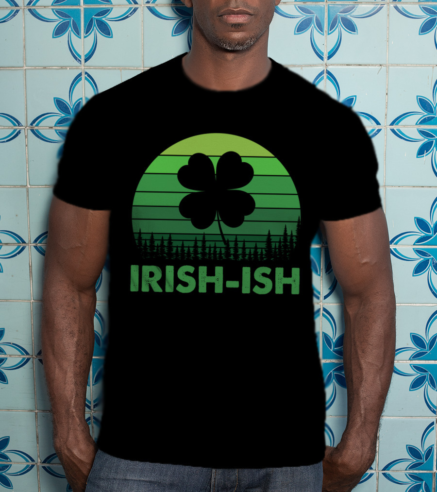 IRISH-ISH Shamrock Sunset Forest Lines T-Shirt