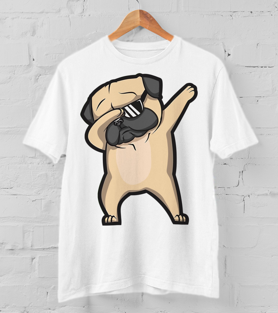 Bull Dog Dabbing Pug With Black Shades T-Shirt