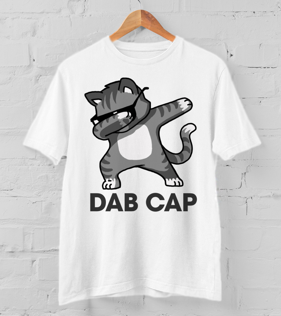 Dab Cap Funny Cat In Sunglasses Dabbing T-Shirt