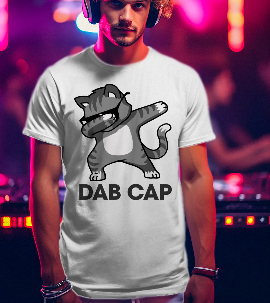 Dab Cap Funny Cat In Sunglasses Dabbing T-Shirt