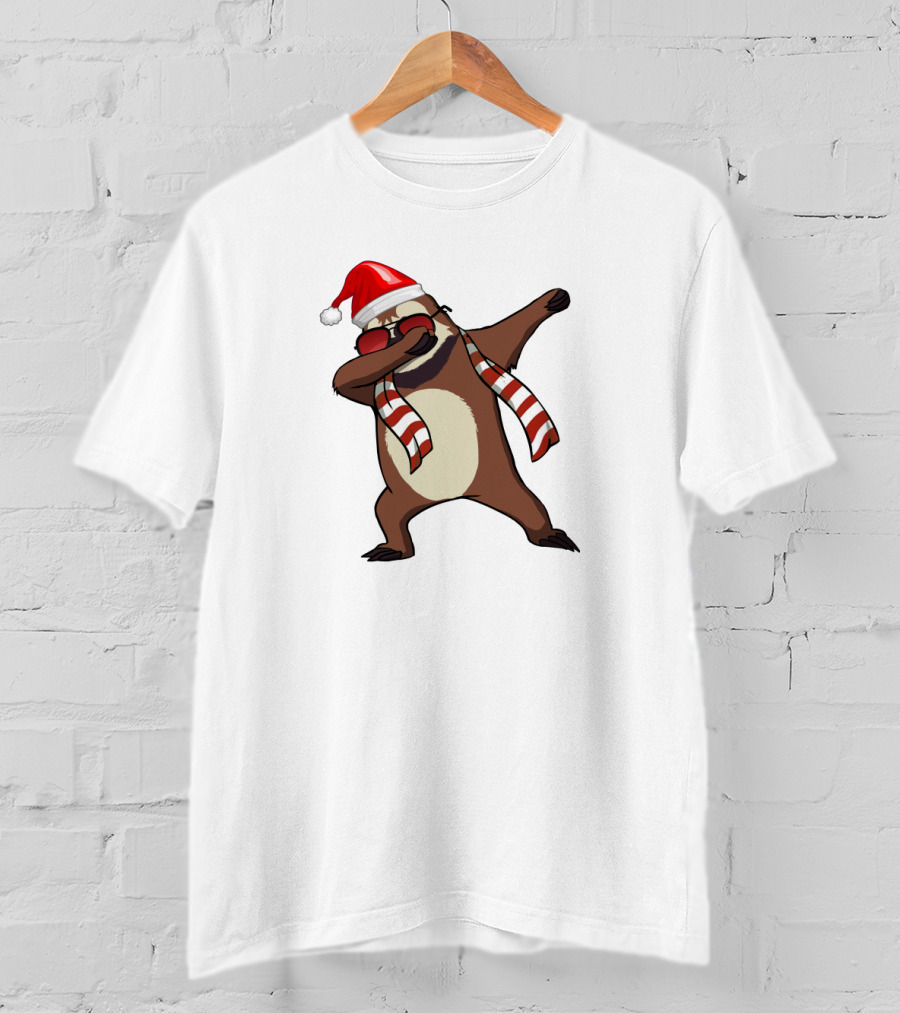 Dabbing Sloths Santa Claus Christmas Dance T-Shirt
