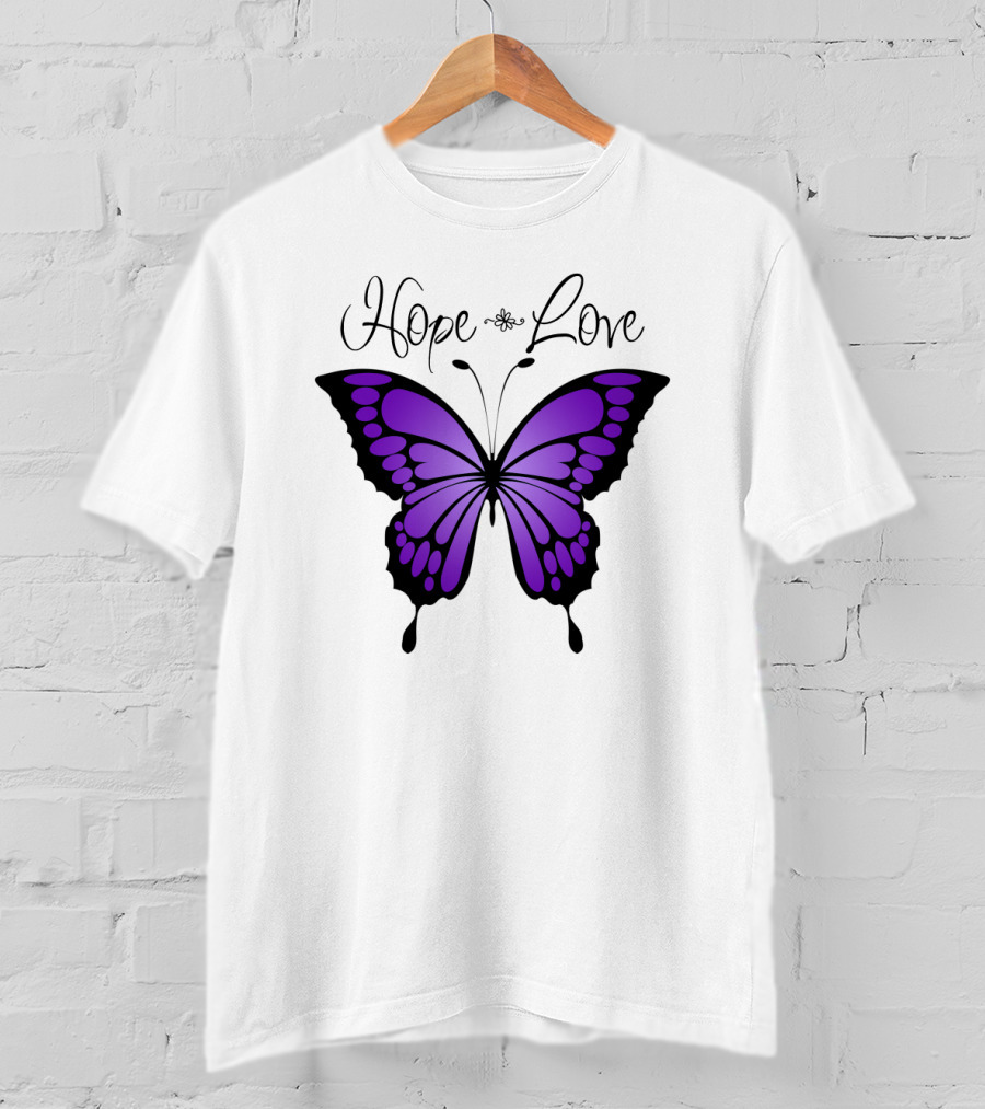 Hope Love Purple Butterfly T-Shirt