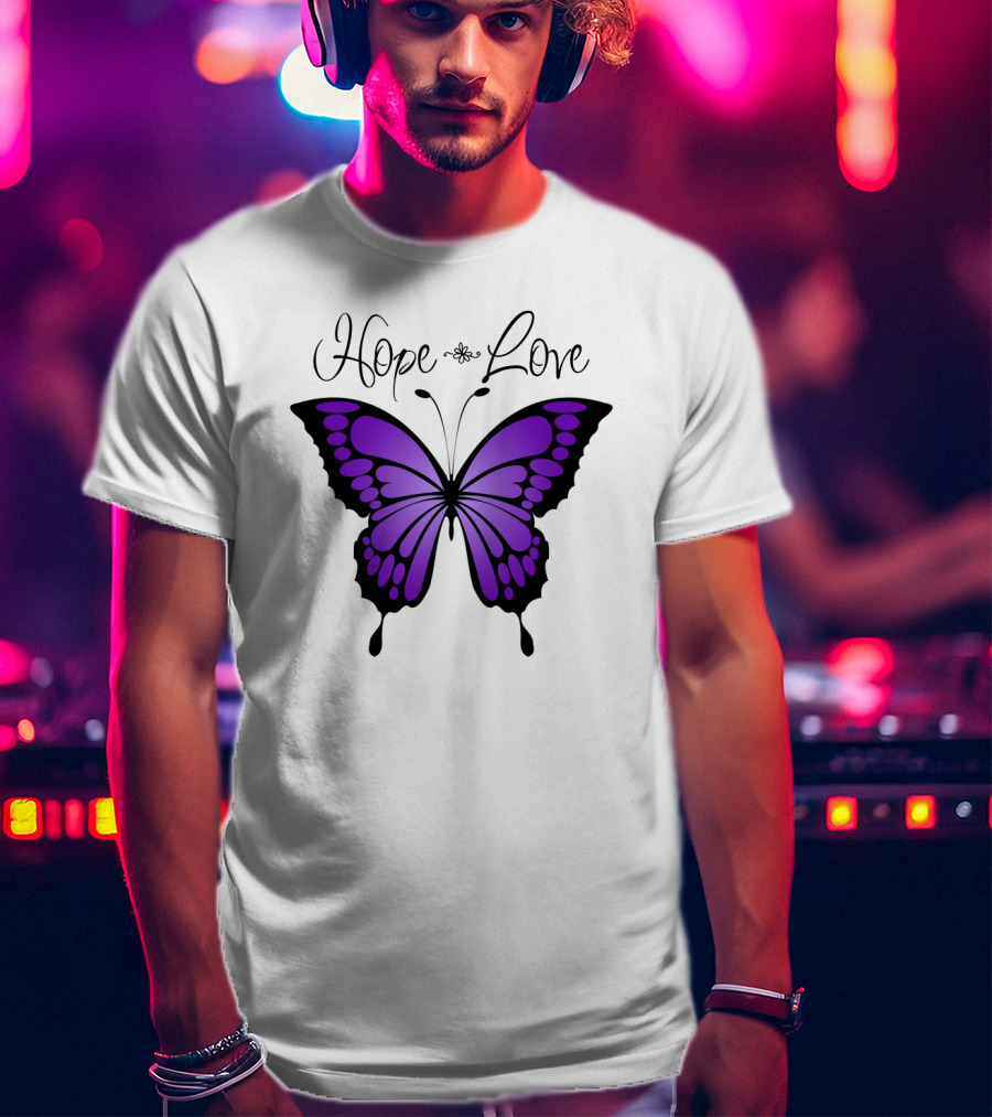 Hope Love Purple Butterfly T-Shirt