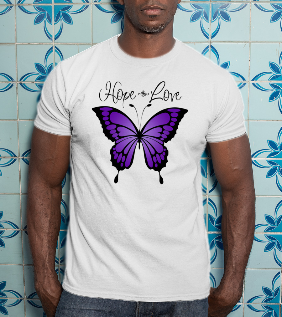Hope Love Purple Butterfly T-Shirt