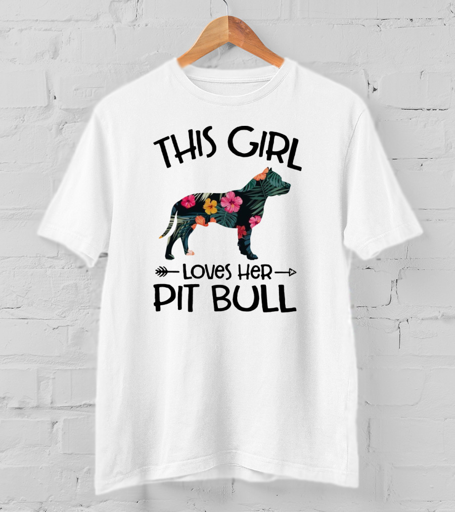 This Girl Loves Her Pit Bull Floral Dog T-Shirt