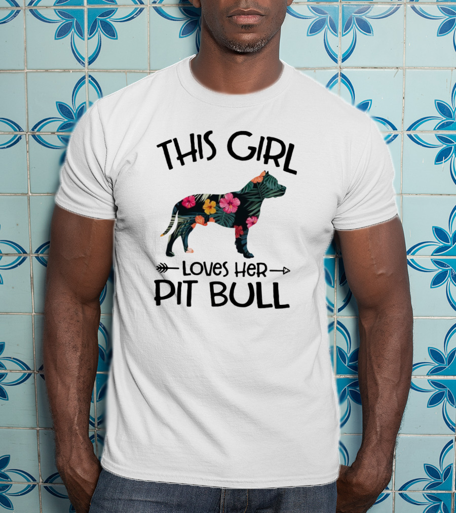 This Girl Loves Her Pit Bull Floral Dog T-Shirt