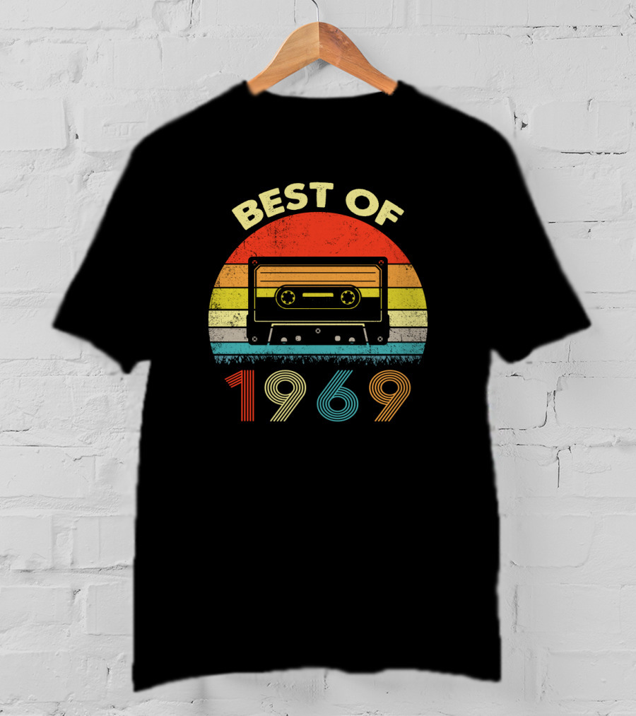 Best Of 1969 Retro Cassette Tape Vintage Stripes T-Shirt