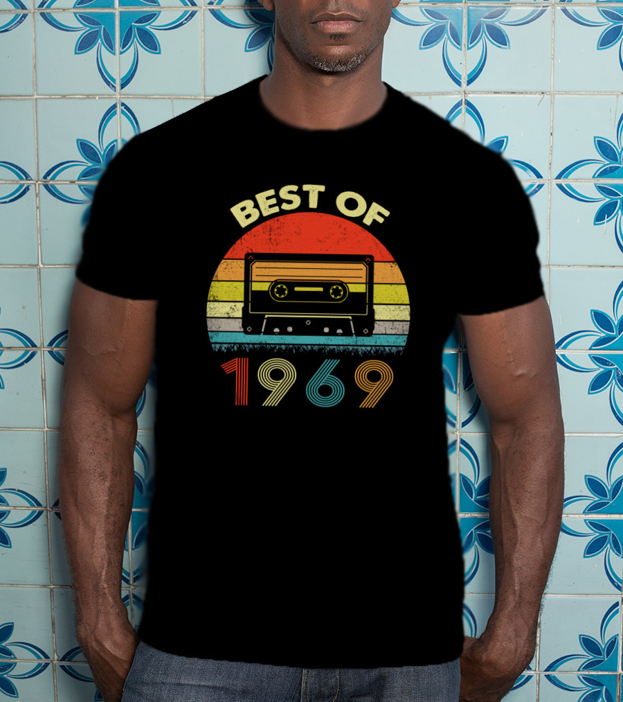 Best Of 1969 Retro Cassette Tape Vintage Stripes T-Shirt