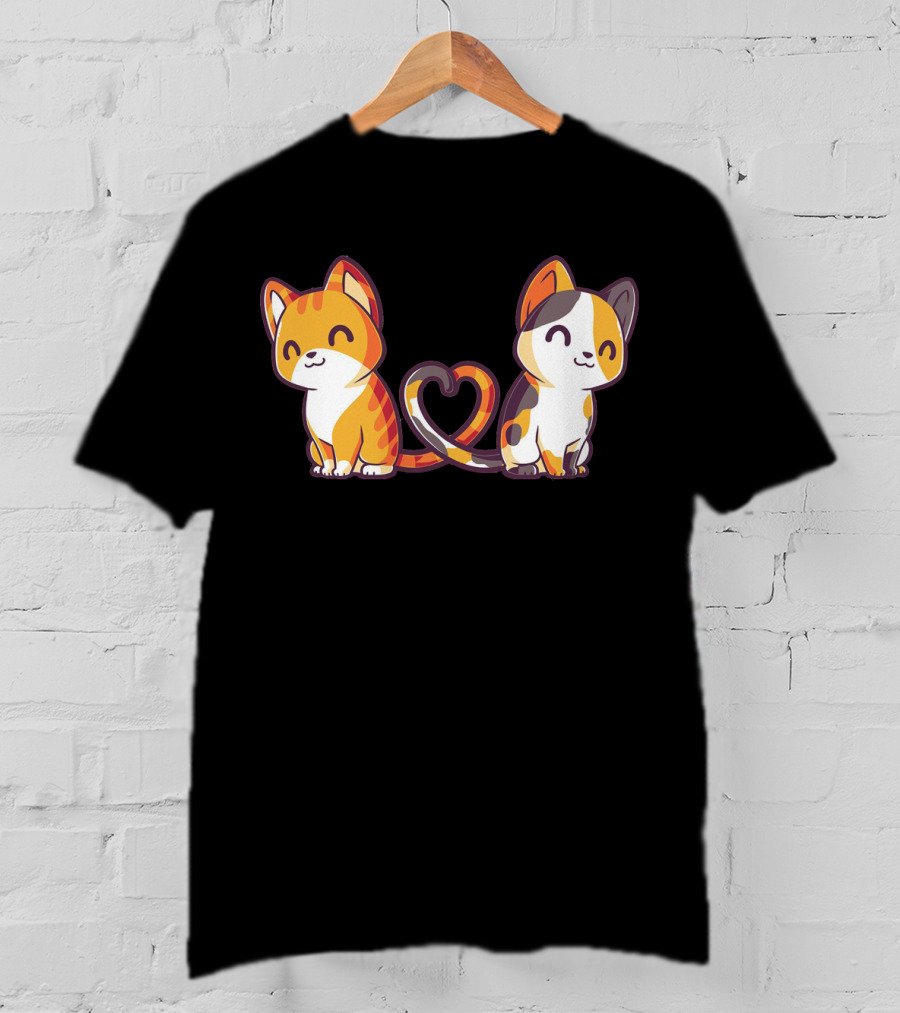 Smiling Cats With Heart-Shaped Tails T-Shirt