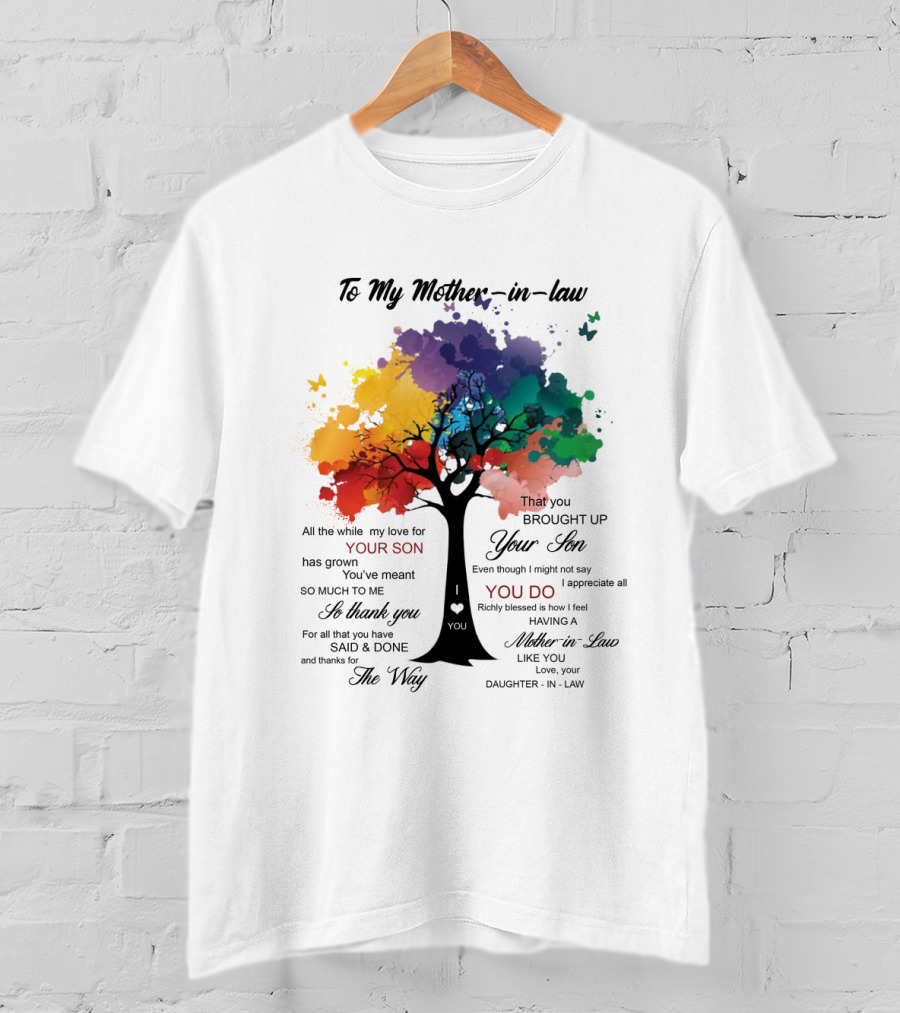 To My Mother-in-Law Mother’s Day Birthday Gift Idea From Daughter-in-Law Richly Blessed Colorful Tree T-Shirt