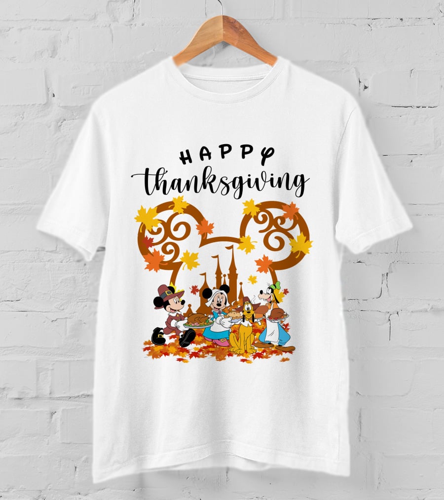 Happy Thanksgiving Disney Characters Festive T-Shirt