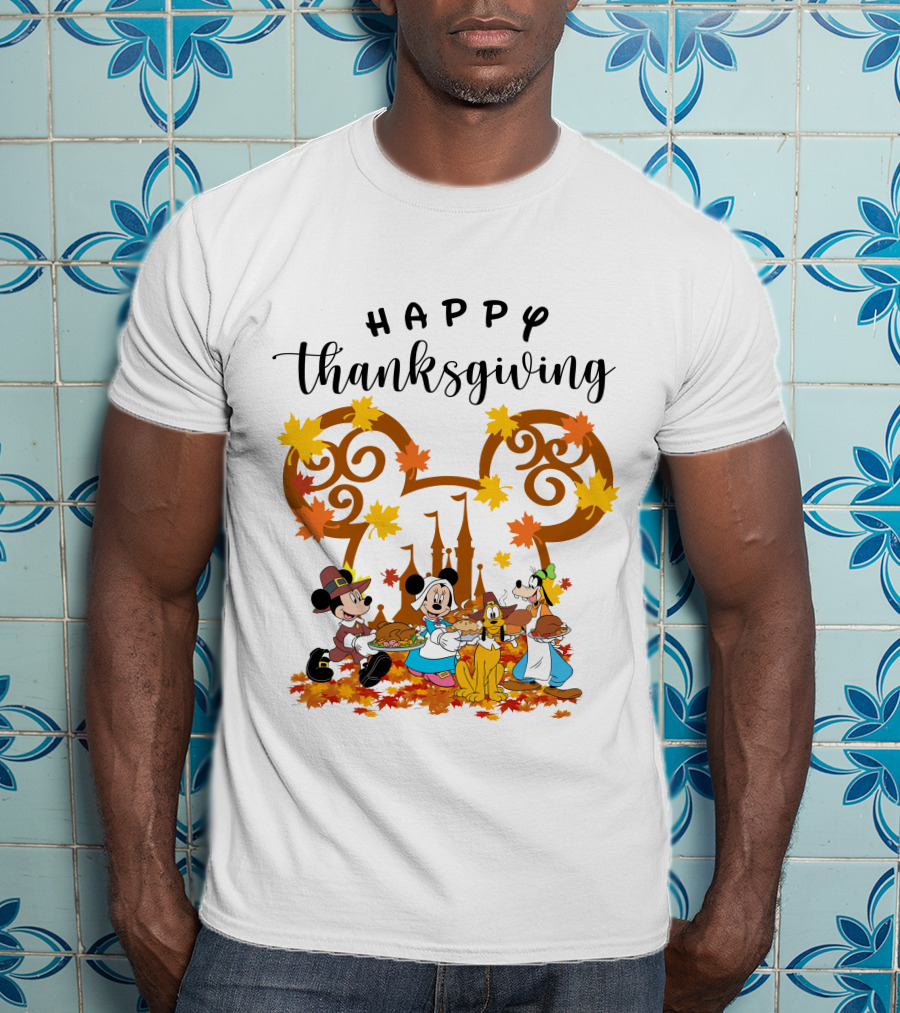 Happy Thanksgiving Disney Characters Festive T-Shirt
