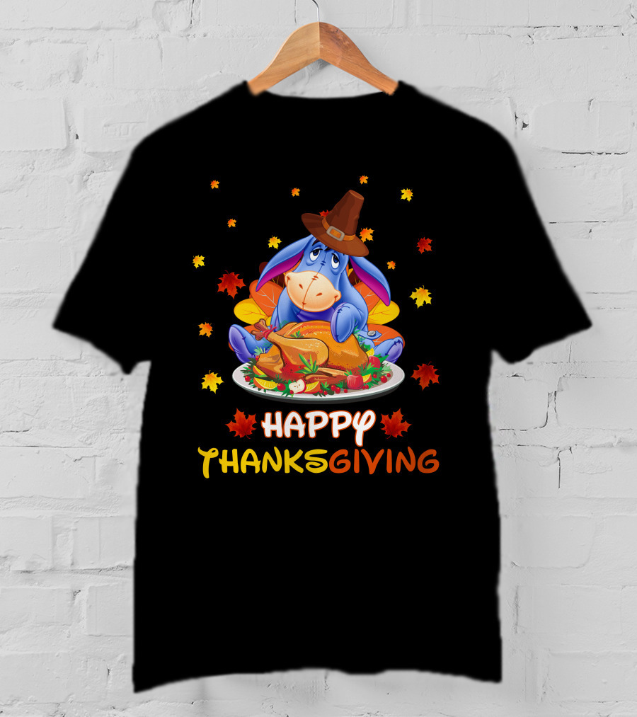 Eeyore Happy Thanksgiving Turkey Feast Leaves T-Shirt