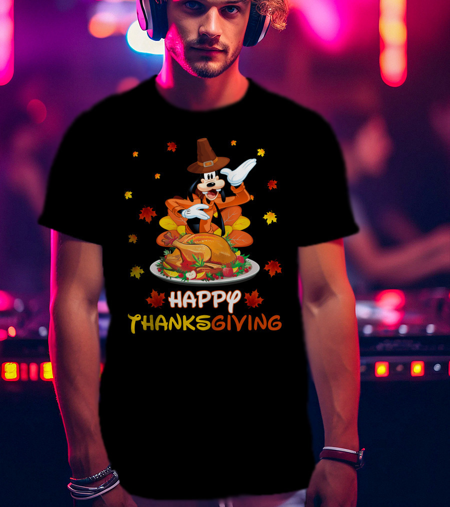 Happy Thanksgiving Goofy Pilgrim Turkey Feast T-Shirt