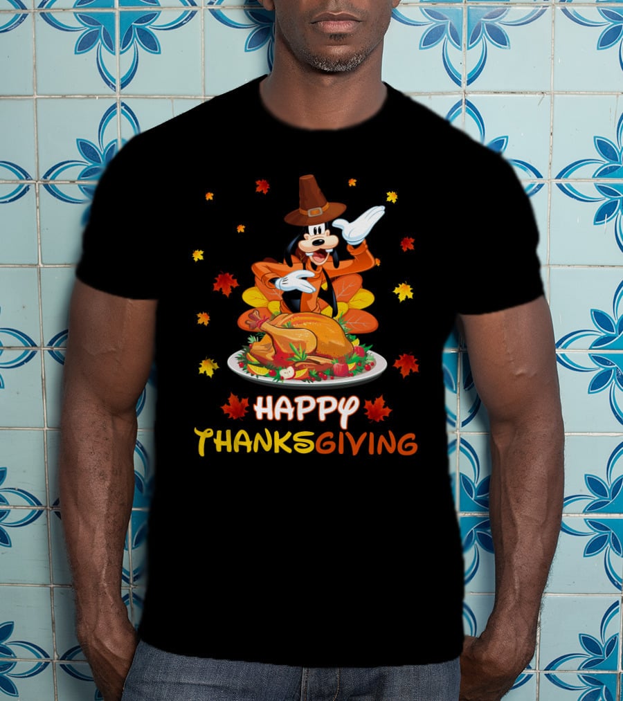 Happy Thanksgiving Goofy Pilgrim Turkey Feast T-Shirt