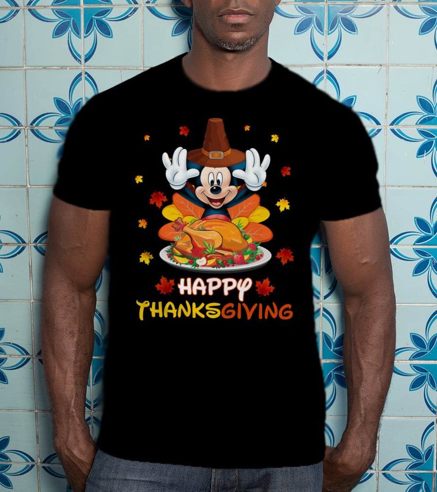 Happy Thanksgiving Mickey Turkey Feast T-Shirt