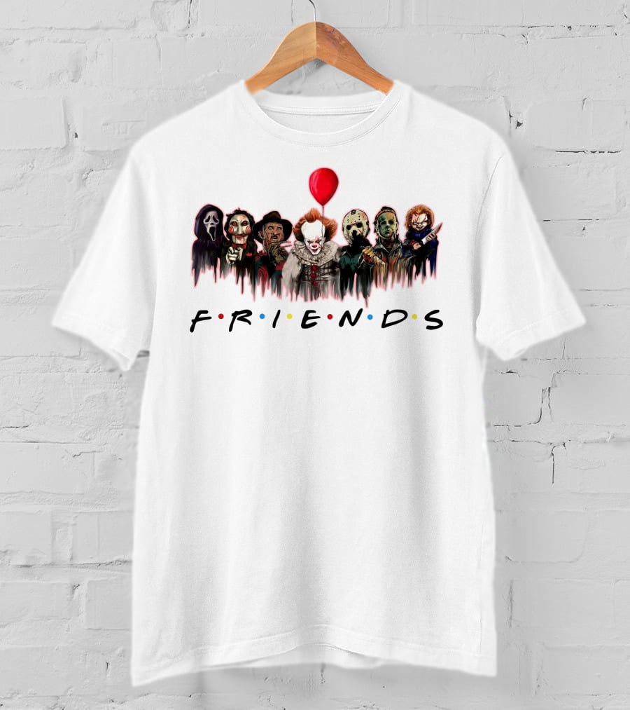 FRIEND KILLER Halloween Horror Characters With Red Balloon T-Shirt