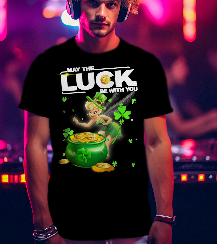 May The Luck Be With You Tinkerbell Coins Green T-Shirt