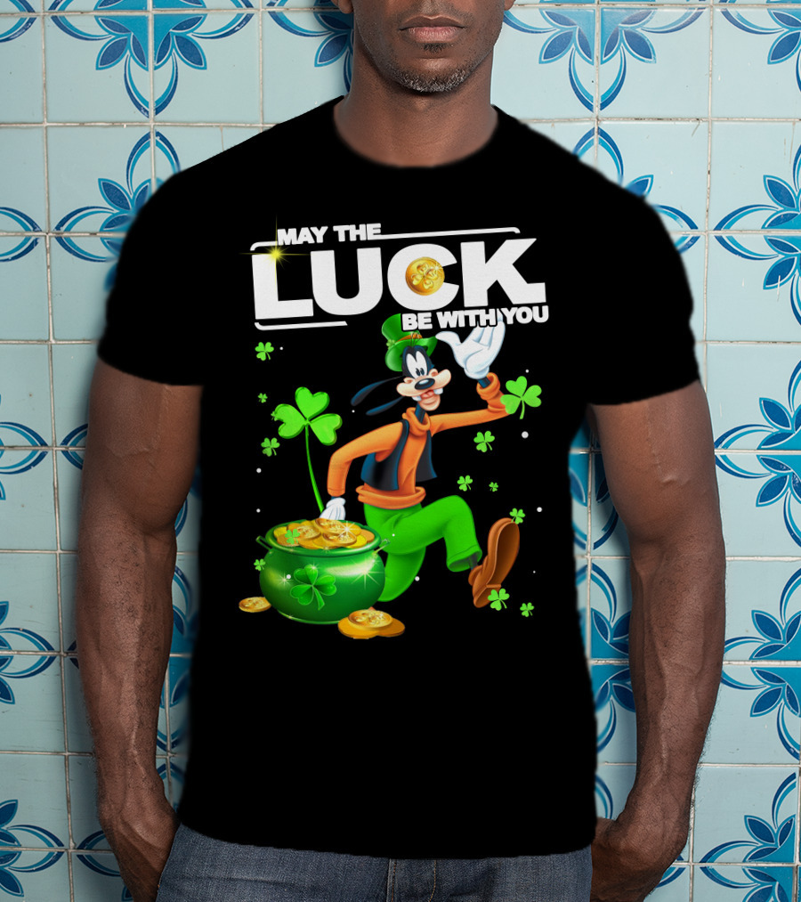 Goofy May The Luck Be With You Coins And Clovers T-Shirt