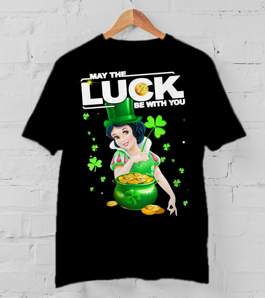 May The Luck Be With You Snow White Pot Of Gold And Shamrocks T-Shirt