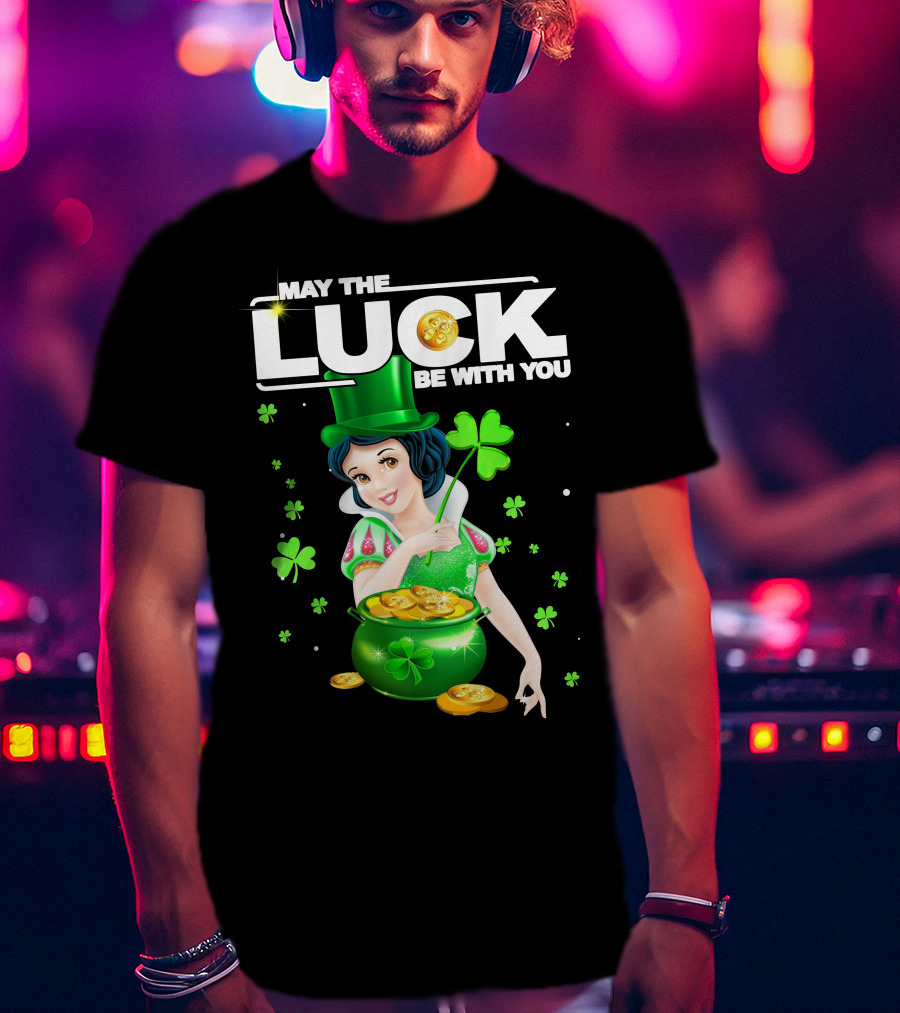 May The Luck Be With You Snow White Pot Of Gold And Shamrocks T-Shirt