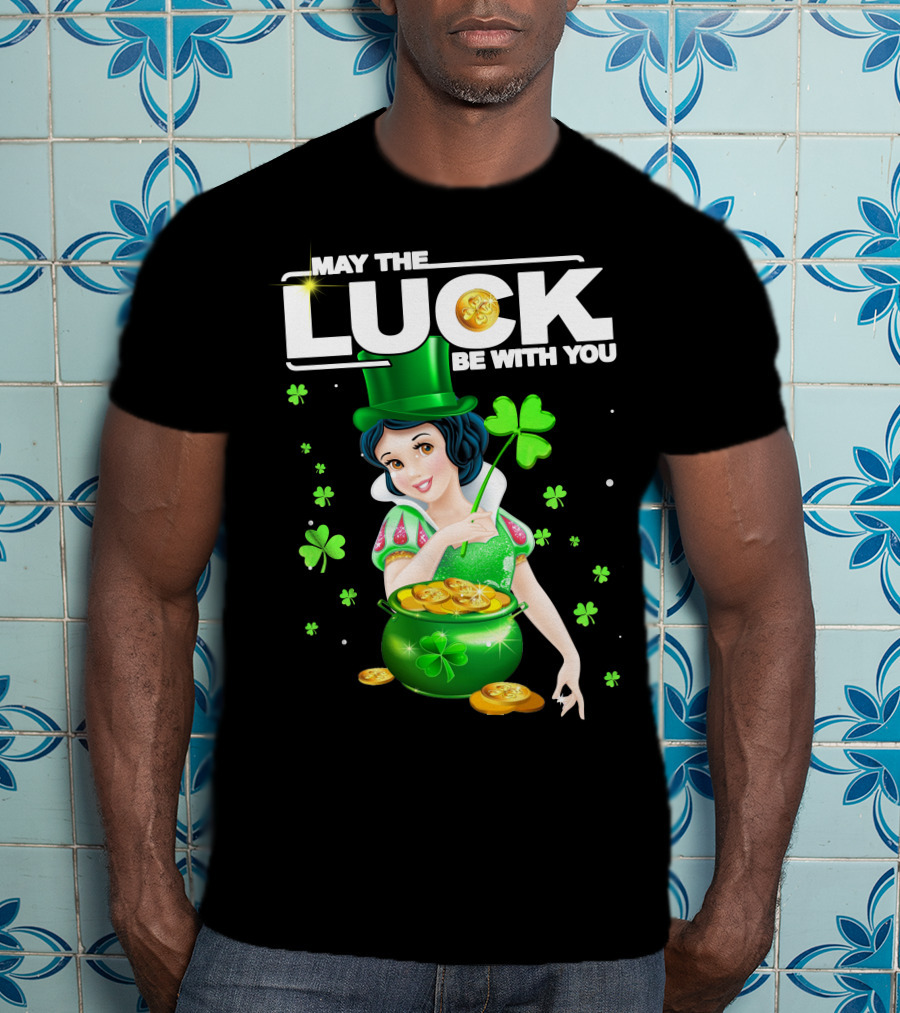 May The Luck Be With You Snow White Pot Of Gold And Shamrocks T-Shirt