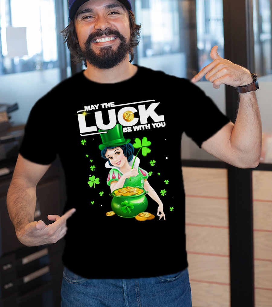 May The Luck Be With You Snow White Pot Of Gold And Shamrocks T-Shirt