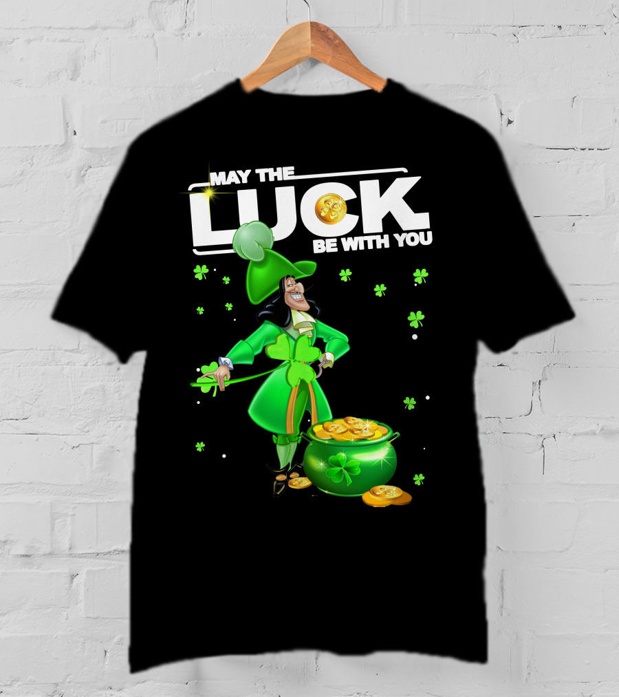May The Luck Be With You Hook Luck Captain Green Coins Shamrock Pot T-Shirt