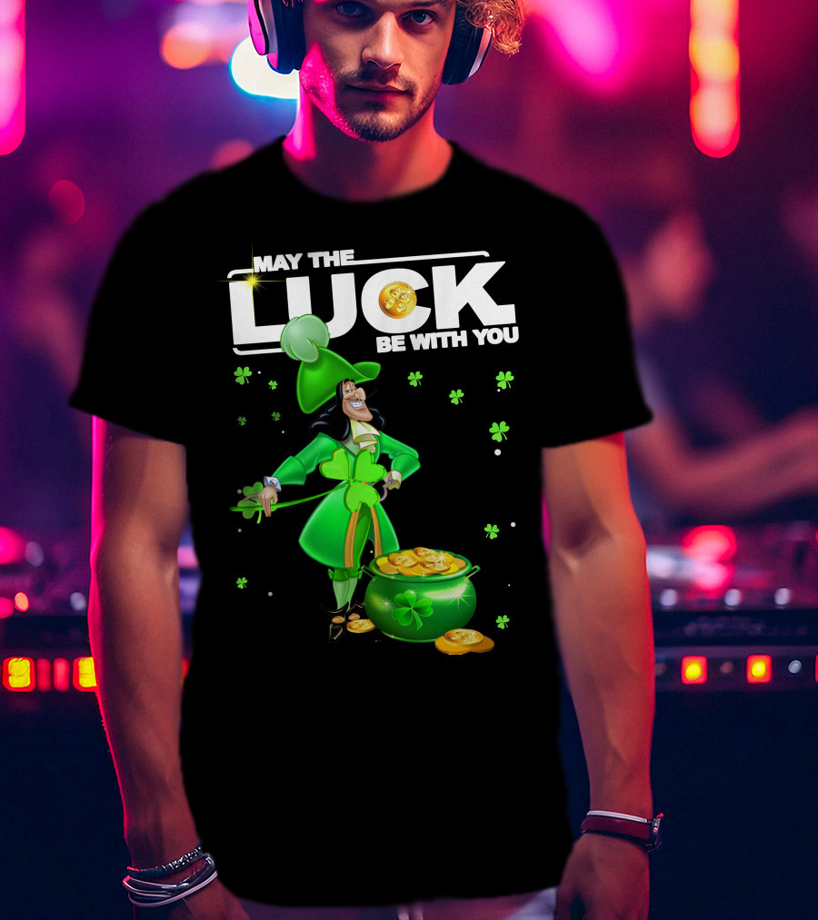 May The Luck Be With You Hook Luck Captain Green Coins Shamrock Pot T-Shirt