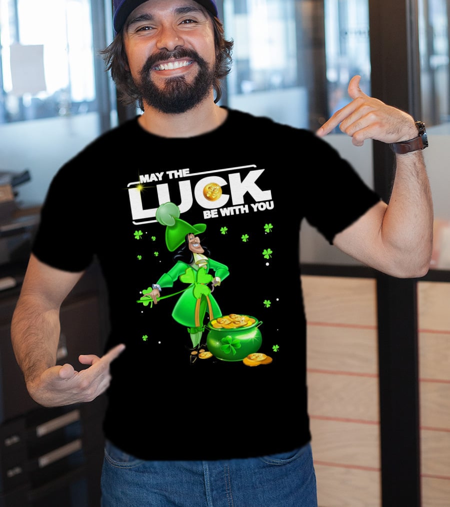May The Luck Be With You Hook Luck Captain Green Coins Shamrock Pot T-Shirt