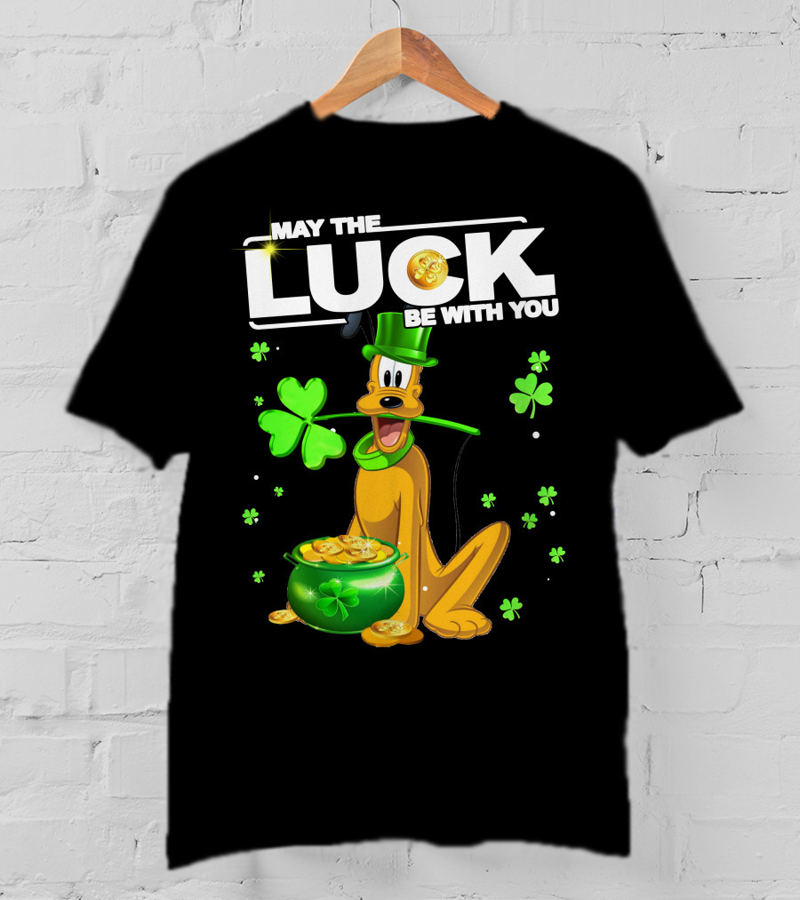 May The Luck Be With You Pluto St. Patrick's Day Coins And Shamrocks T-Shirt