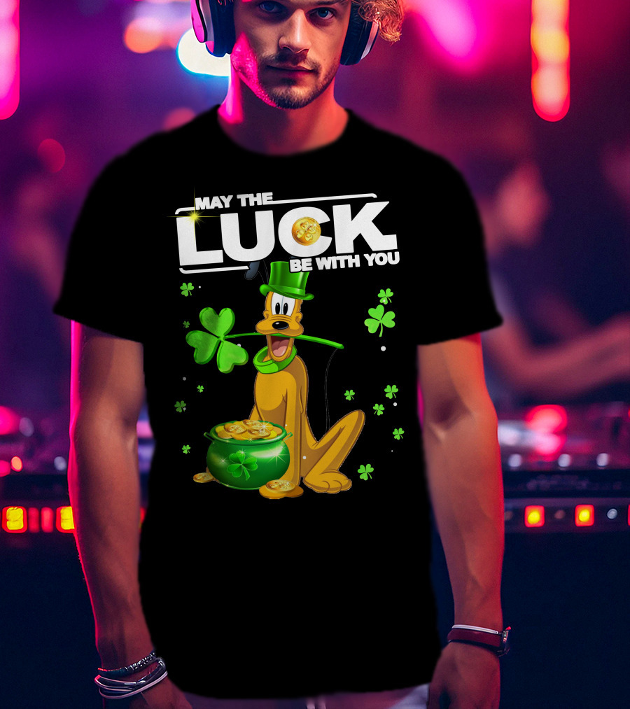 May The Luck Be With You Pluto St. Patrick's Day Coins And Shamrocks T-Shirt