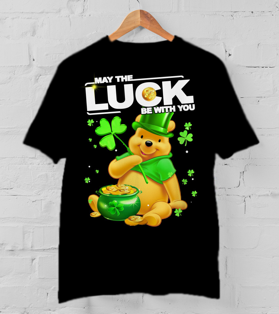 May The Luck Be With You Shamrock Pot Of Gold Bear T-Shirt