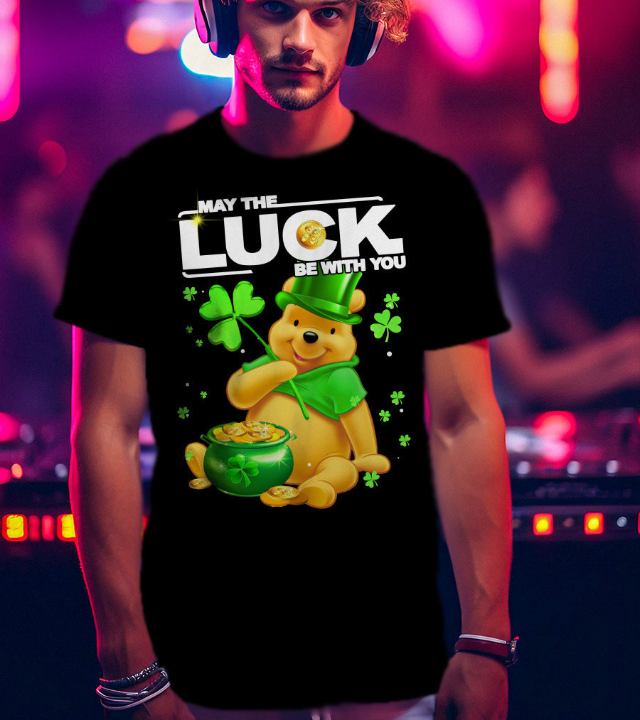 May The Luck Be With You Shamrock Pot Of Gold Bear T-Shirt