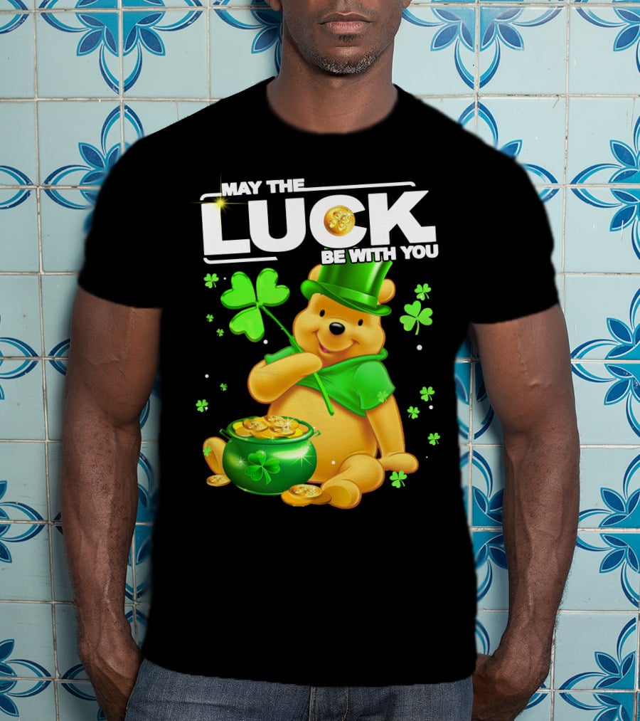 May The Luck Be With You Shamrock Pot Of Gold Bear T-Shirt