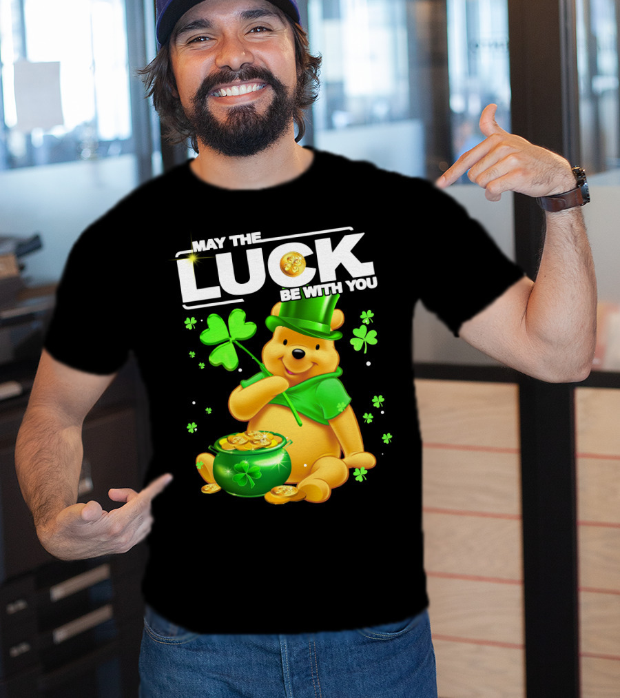 May The Luck Be With You Shamrock Pot Of Gold Bear T-Shirt