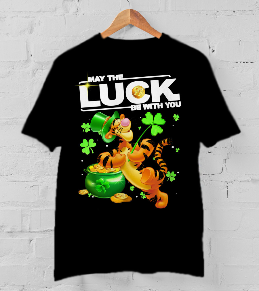 May The Luck Be With You Tigger With Pot Of Gold And Shamrocks T-Shirt