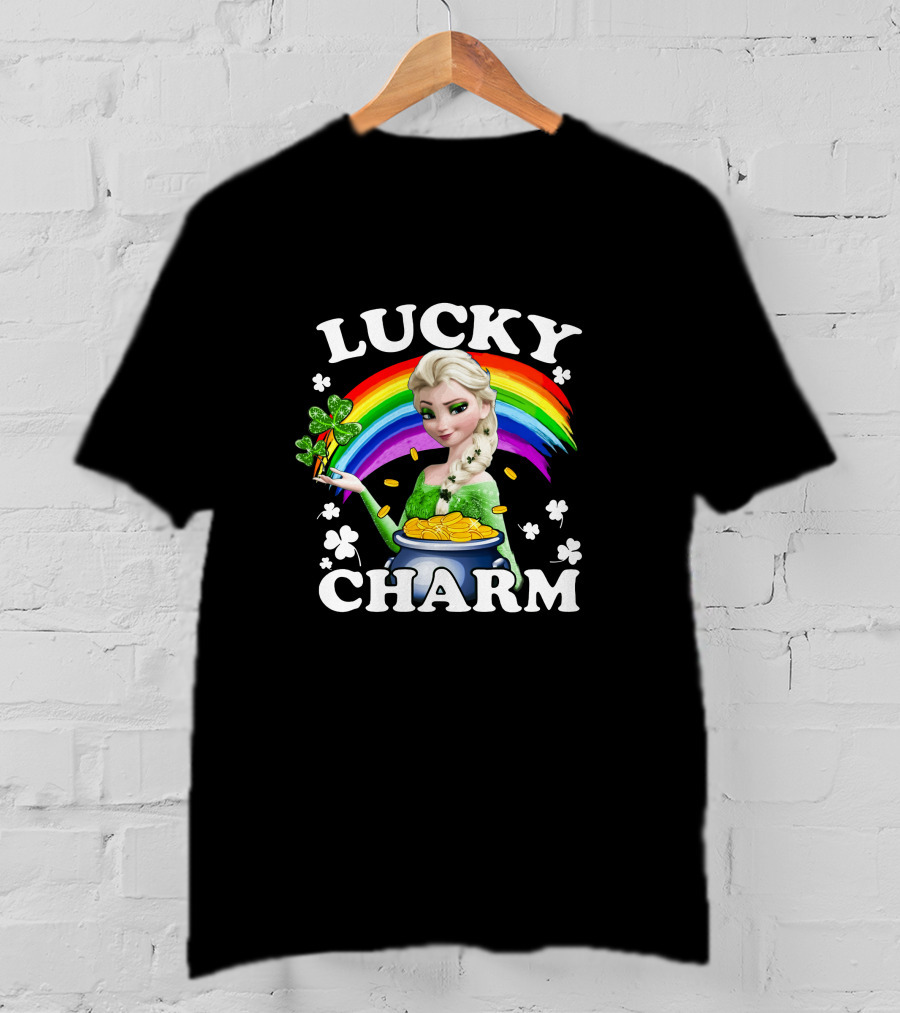 Elsa Lucky Charm Rainbow Pot Of Gold Clover T-Shirt
