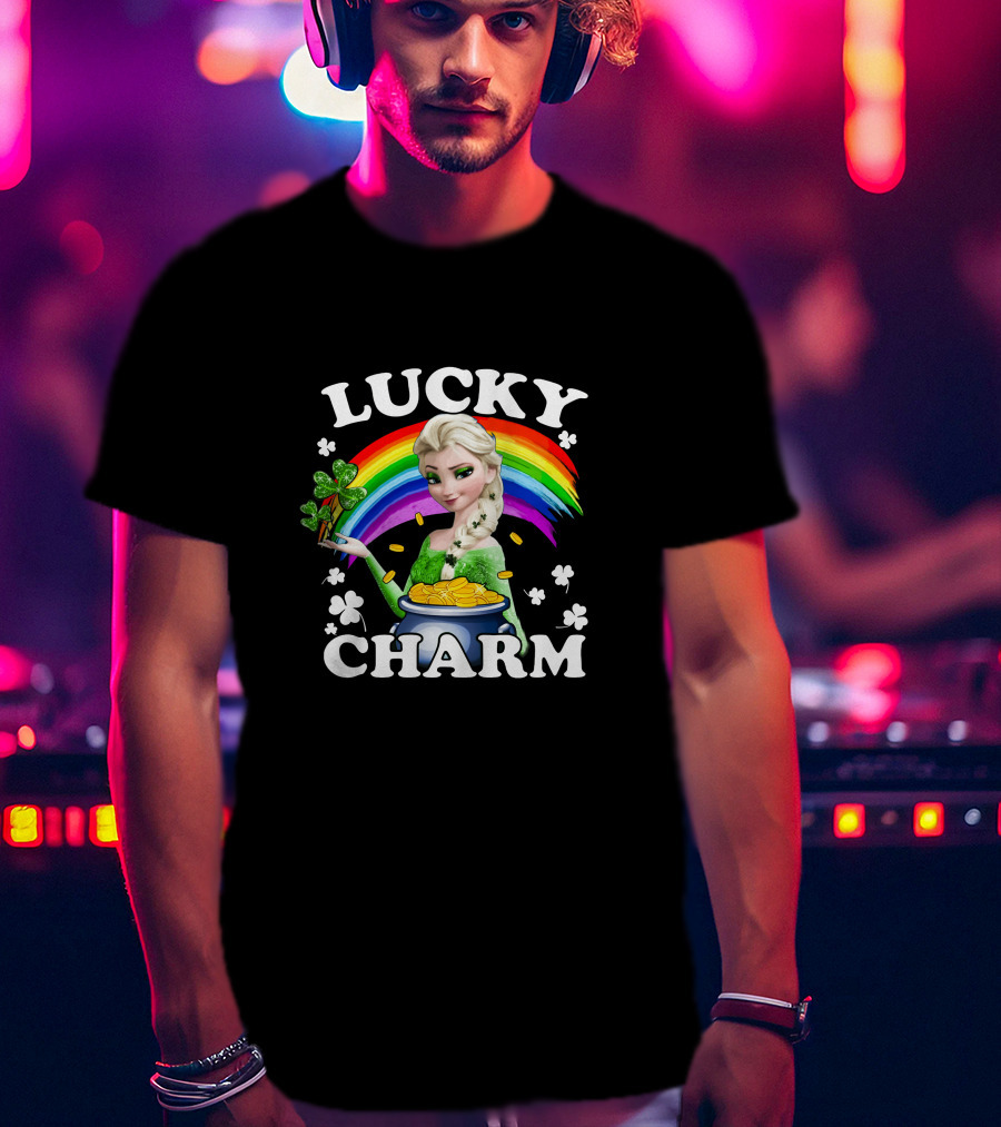 Elsa Lucky Charm Rainbow Pot Of Gold Clover T-Shirt