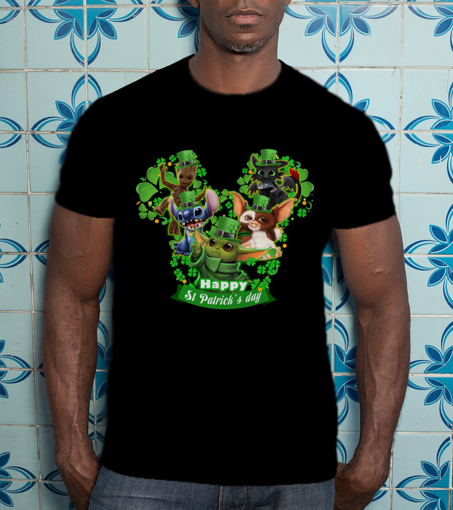 Happy St Patrick's Day Baby Yoda And Friends T-Shirt