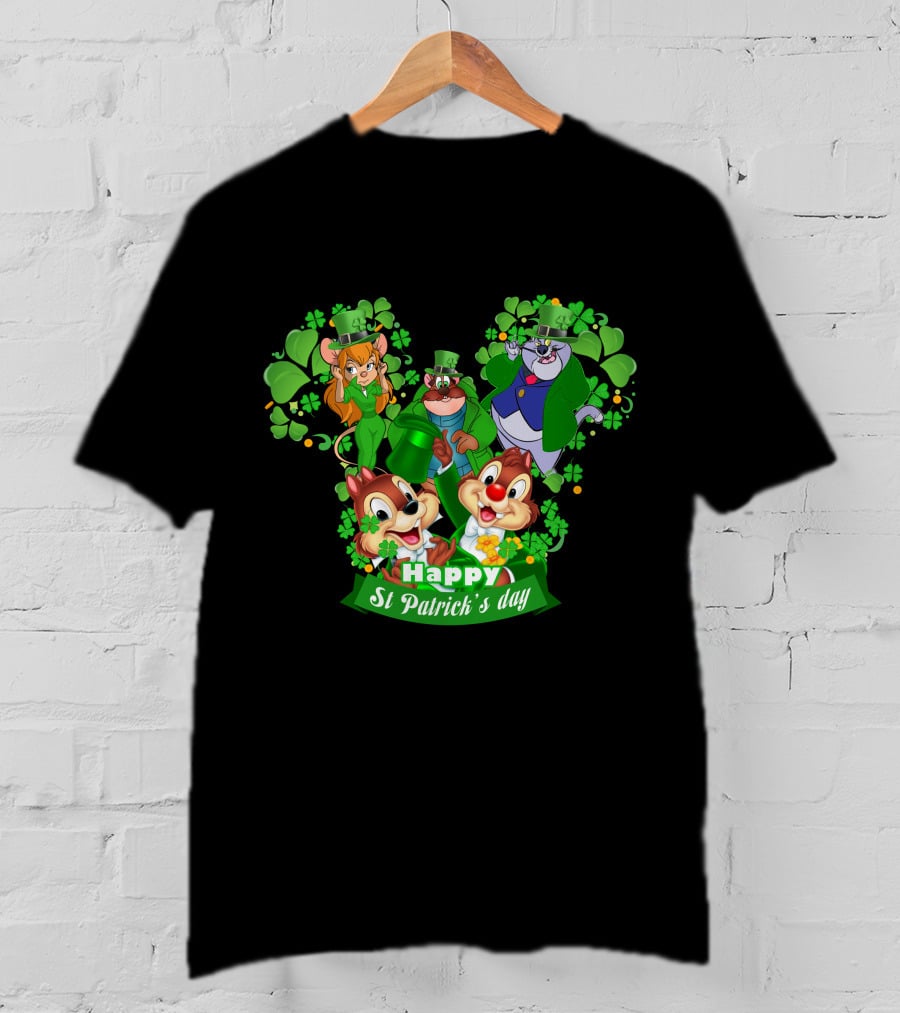 Happy St Patrick's Day Chip And Dale Character T-Shirt